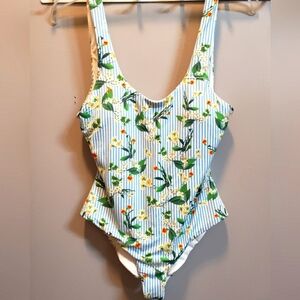 Dippin' Daisy's NWT Blue and White Stripe with Flowers Tank, Small